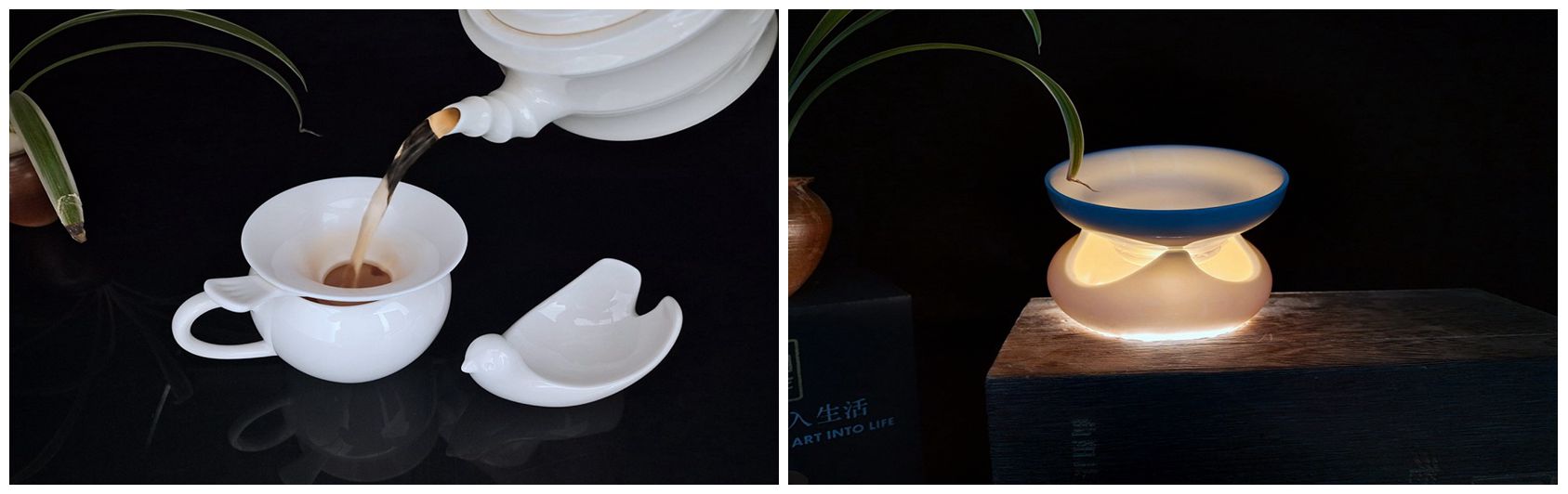 白瓷茶器：小鳥茶漏和三角茶漏，氣質(zhì)典雅脫俗，非常具有現(xiàn)代氣息